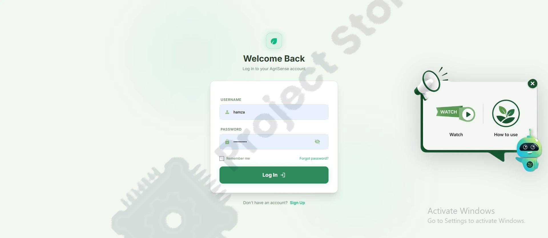 login page