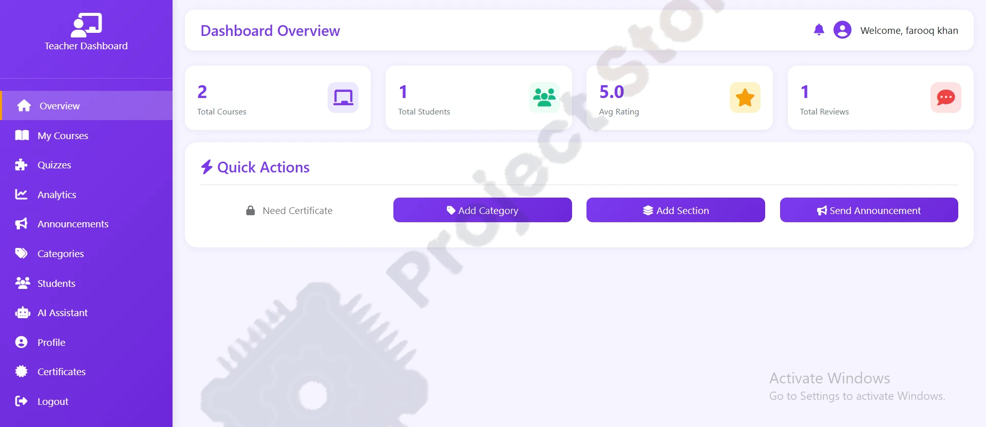 E learning Dashboard