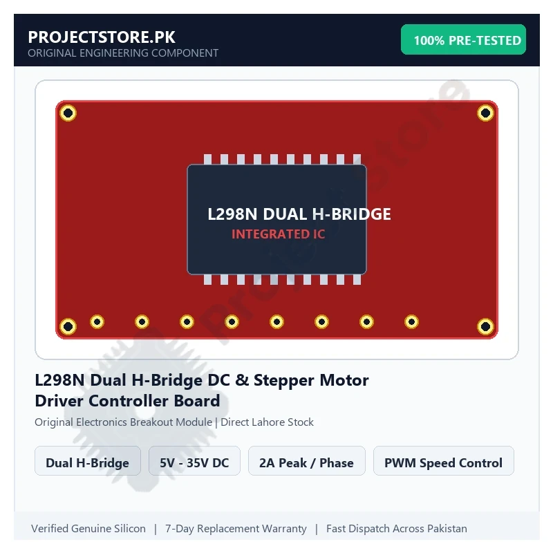 L298N Dual H-Bridge DC & Stepper Motor Driver Controller Board - Original Electronics Component in Pakistan