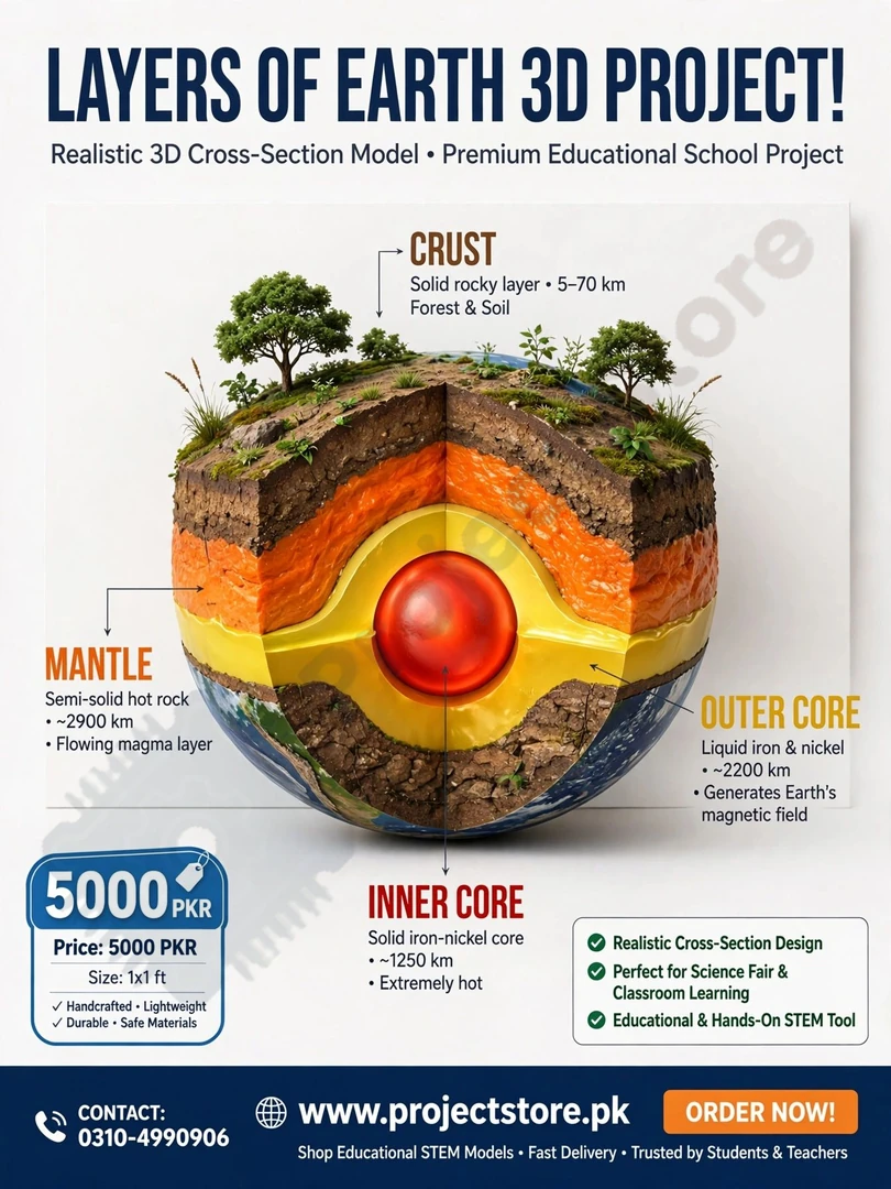 Layers of Earth 3D Cross-Section Model - Professional Engineering Grade Hardware