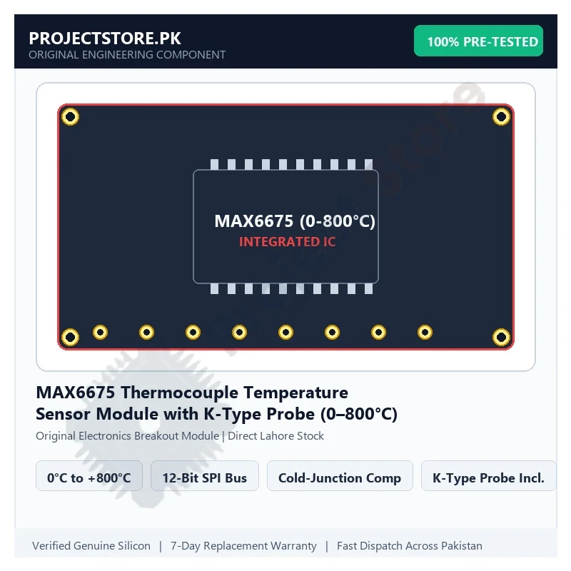 MAX6675 Thermocouple Temperature Sensor Module with K-Type Probe (0–800°C) - Original Electronics Component in Pakistan