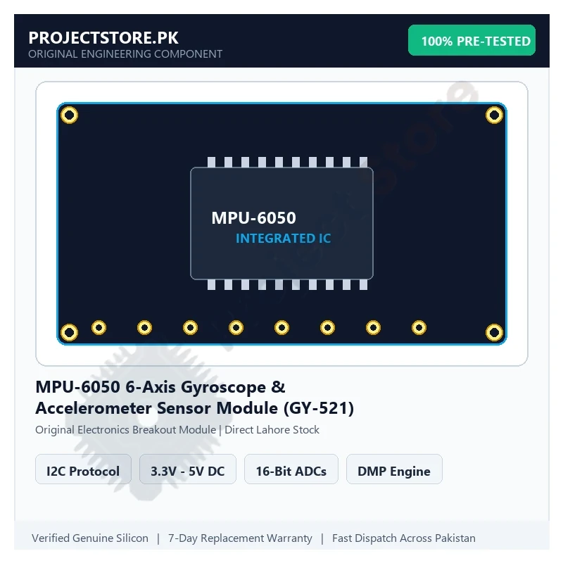 MPU-6050 6-Axis Gyroscope & Accelerometer Sensor Module (GY-521) - Original Electronics Component in Pakistan
