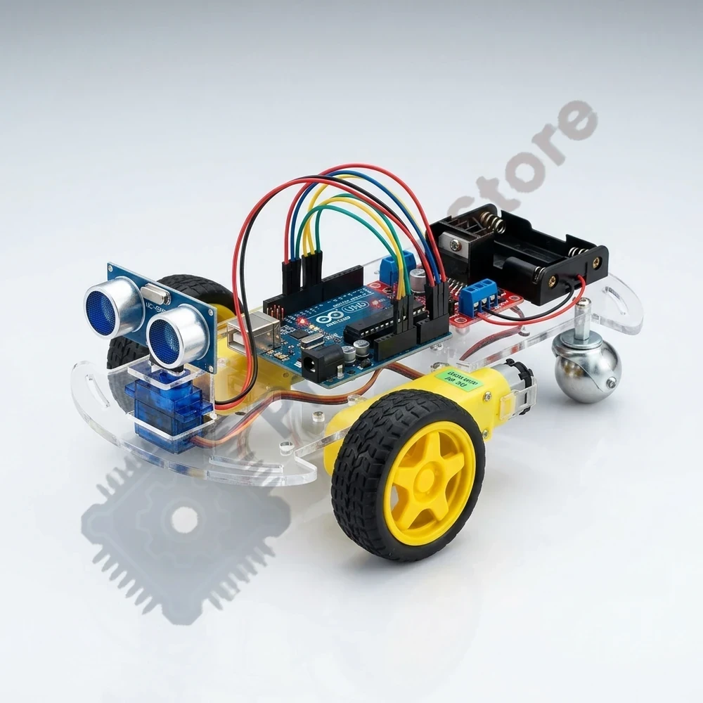Smart 2WD Obstacle Avoiding Robot Car Kit with Arduino Uno and Ultrasonic Sensor