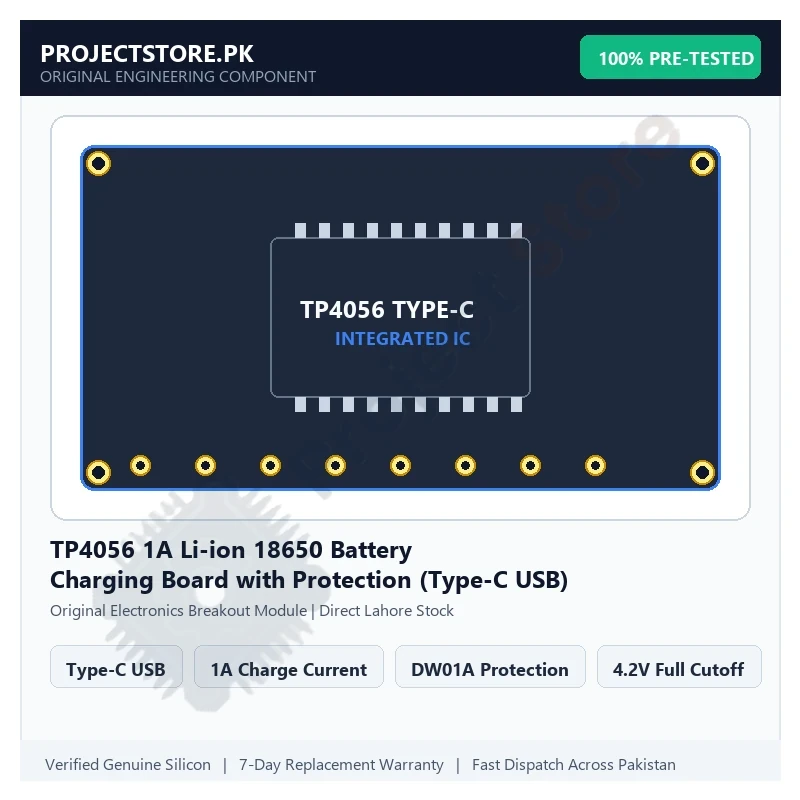 TP4056 1A Li-ion 18650 Battery Charging Board with Protection (Type-C USB) - Original Electronics Component in Pakistan