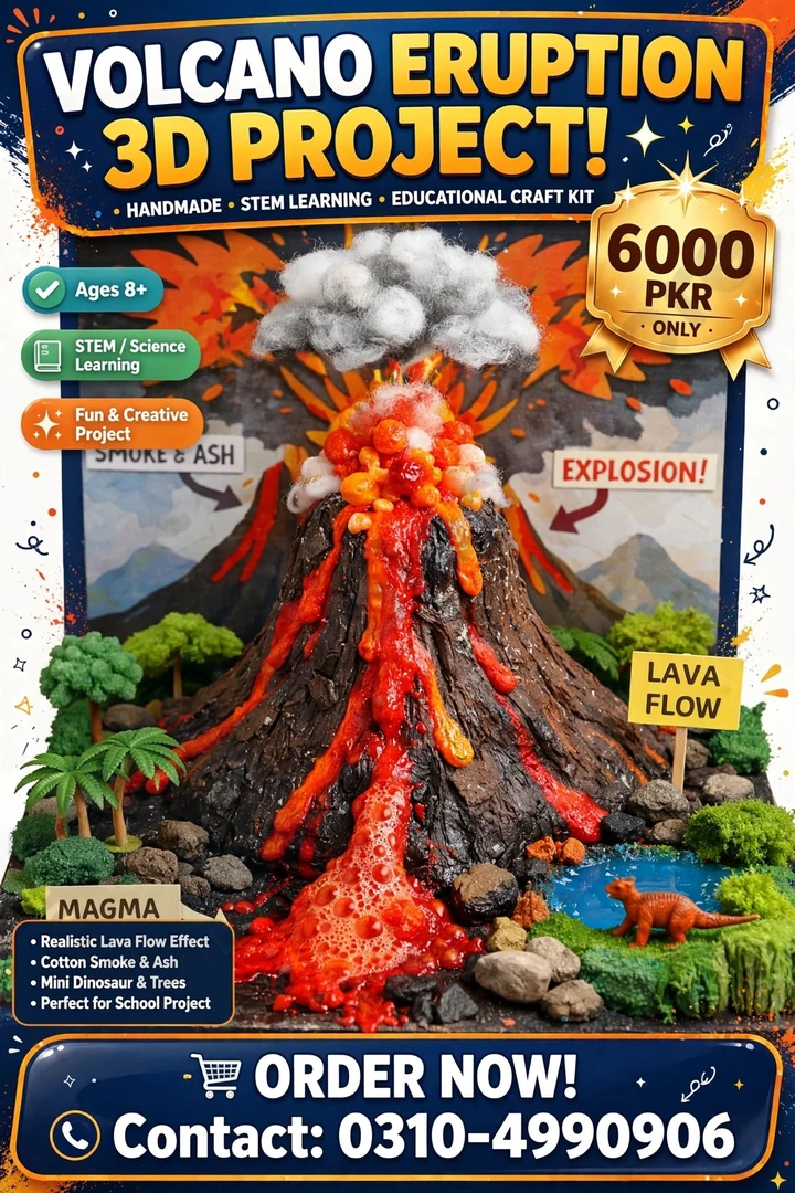 Volcano Eruption 3D Science Exhibition Diorama - Professional Engineering Grade Hardware